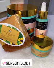 Load image into Gallery viewer, HS Bundle (Hidradenitis suppurativa)- Dark Spot Eraser, Turmeric Lip scrub, Razor Bump Corrector, Turmeric Soap & Tea Tree Facial Cream